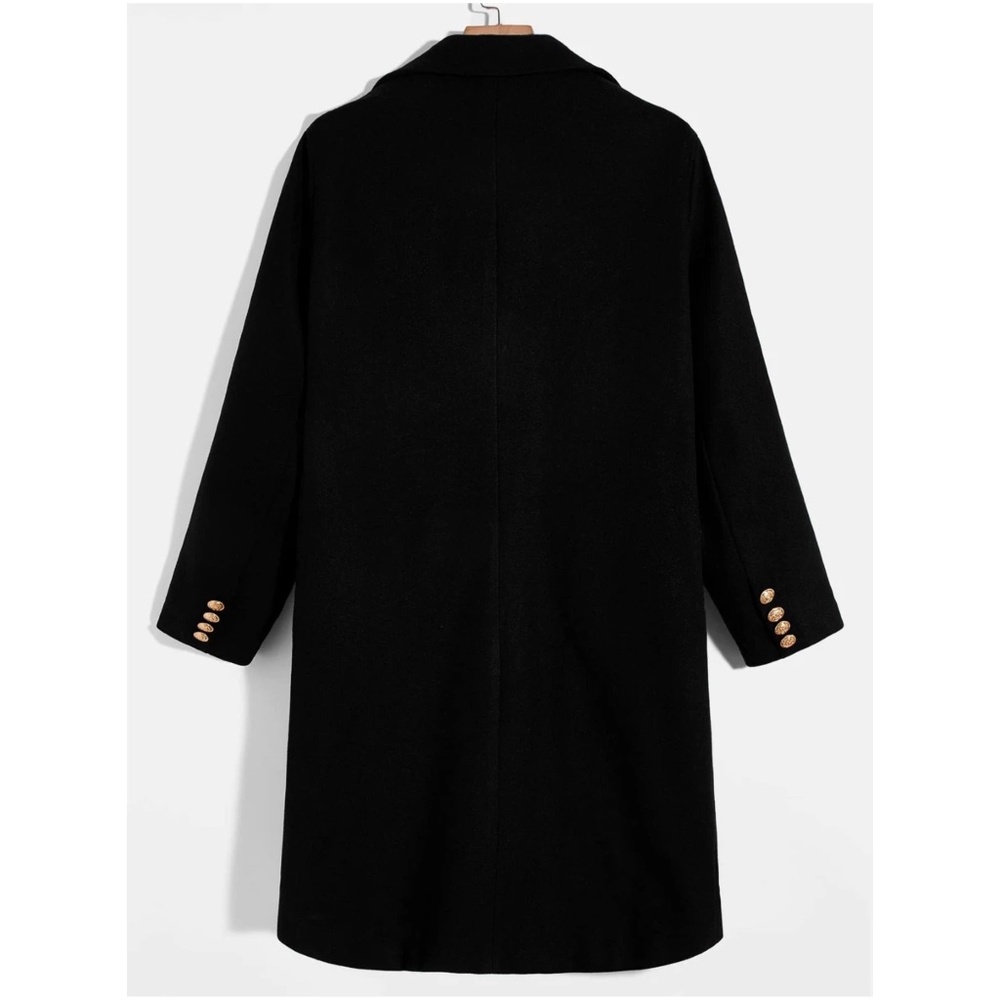 Cozy black Button up Double Breast Jacket Coat - Picture 3 of 4